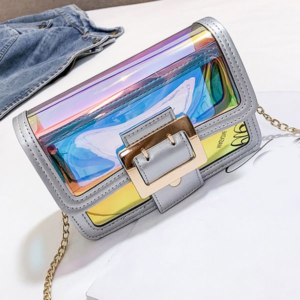 

women clear transparent shoulder bag mini tote lasering holographic handbag sale-wt