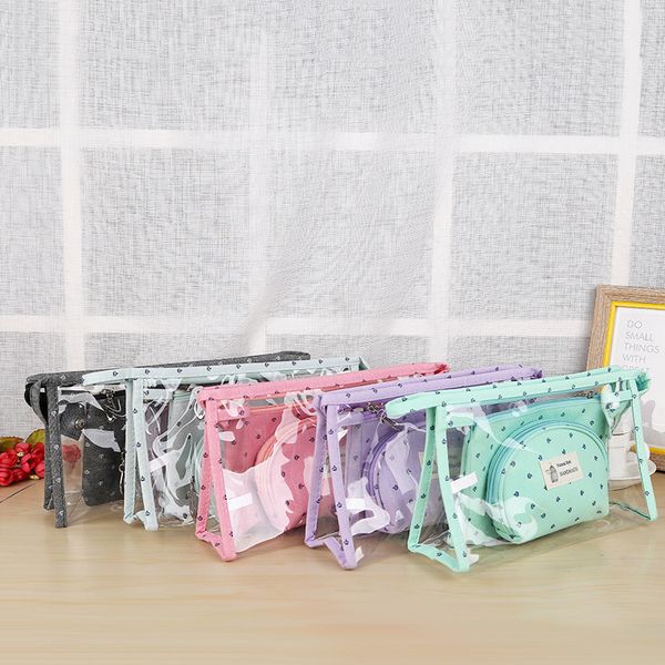 

3pcs/set women cosmetic bag multi-functional transparent zipper waterproof makeup bag women travel toiletry portable neceser