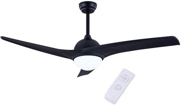 Ventilatore da soffitto da 52 pollici con 3 pale in ABS noce scuro, LED da 15 W e telecomando completo incluso