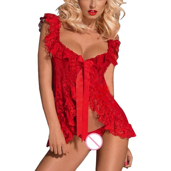

женщины белье кружева babydoll фронт открыть nighty белья перспектива пижама, White
