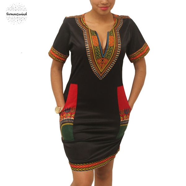 

лето в стиле ретро платье мундир пляжное платье африканский рубашки dresswa robe femme плюс размер dashiki печати платье, Black;gray