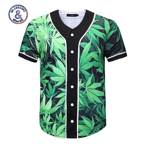 

мужская дизайнерская 3d бейсбольная форма с короткими рукавами зеленый лист конопли цифровая печать короткая футболка однобортный кардиган б, White;black