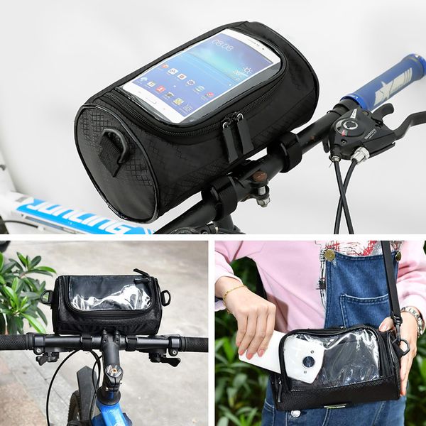

large mountain bike bicycle bags handlebar touch screen bike phone bag waterproof panniers storage bag with shoulder strap