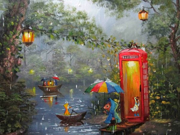 

100%hand-painted oil painting animal landscape brookside art canvas art oil painting on canvas wall home decor wall art picture