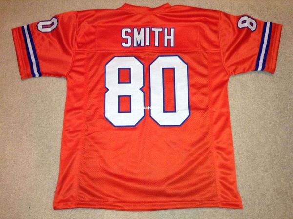 

retro custom sewn stitched #80 rod smith orange mitchell & ness jersey high-end men's football jerseys college ncaa, Black;red