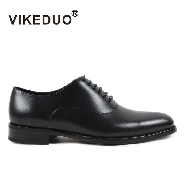 

vikeduo new handmade men's oxford shoes solid black genuine calf leather wedding shoe male formal office footwear zapatos hombre