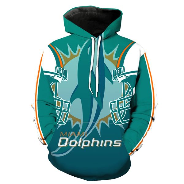 

miami dolphin team printed hat pocket turtleneck men's tide hat men's wear, Black
