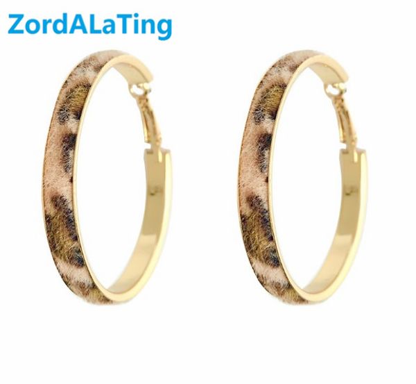 

2020 autumn and winter new leopard print big korean hoop earrings for women temperament joker web celebrity fashion bijoux, Golden