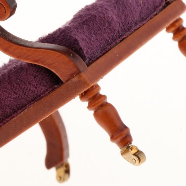

2pcs dollhouse mini settee red wood chair kid role play toy 1/12 w/ pulley