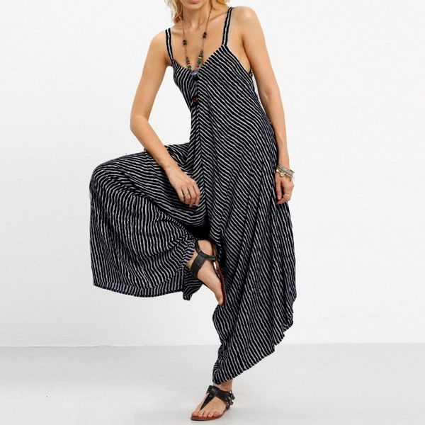 

2019 rompers womens jumpsuit strapless casual loose striped playsuits beach wear backless summer overalls drop shipping, Black;white