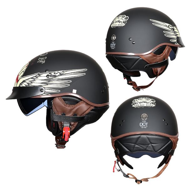 

torc helmet with inner sun visor vintage half face motorcycle summer helmet casco casque moto retro helmets dot t55