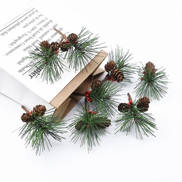 

10pcs pine ball pine needles bouquet christmas decorations for home scrapbooking wedding diy gifts boxd artificial plants