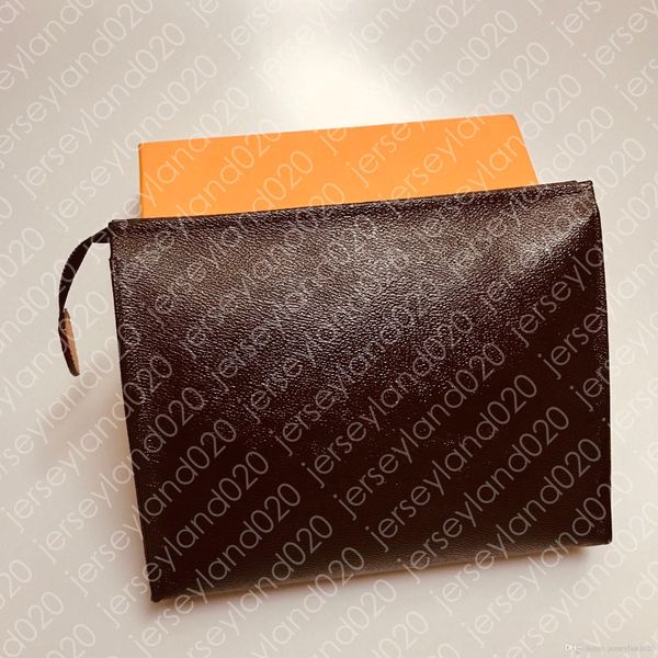 

Туалетный МЕШОК 26 19 15 см Модельер Браун сцепление Cosmetic кошелек красота Luxury Travel Bag Mini Pochette аксессуары Monogramed Холст