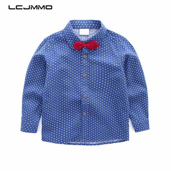 

lcjmmo fashion boys shirts cotton 2018 spring autumn kids shirts long sleeve turn-down collar dot boys clothes 80-140cm, White;black