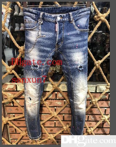 

2019 new arrival men s jeans the most popular with famous brand and fashion designer jeans slim feet men s jeans d2, Blue