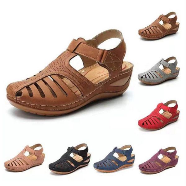 

2020 summer flat sandals woman ladies fashion leather flat solid peep toe sandals women sandalias zapatos de mujer plus size, Black