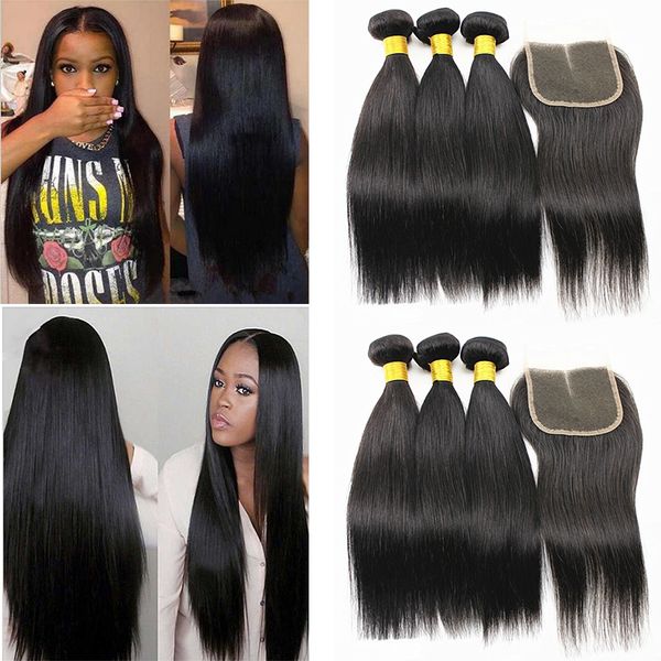 

Straight hair exten ion with 4x4 hair clo ure peruvian indian 100 unproce ed human hair bundle with part clo ure 8 28inch