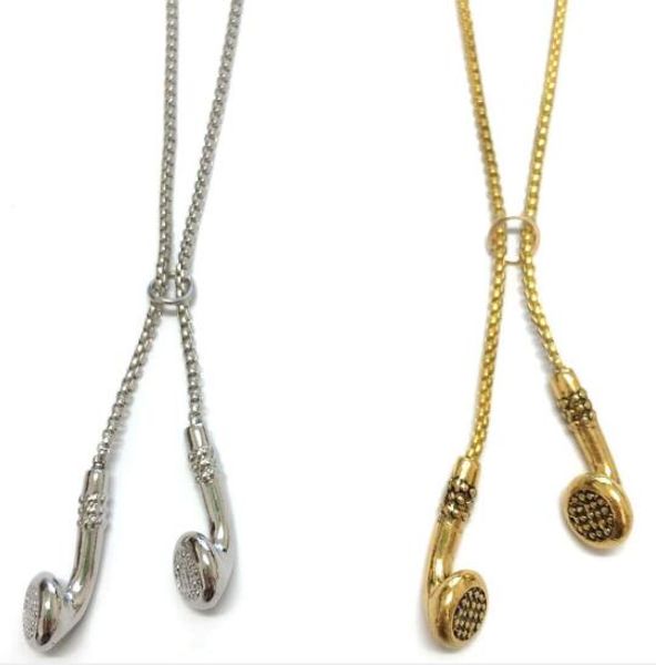 

hip hop jewelry men necklace alloy music headphone pendant necklaces fashion cool gifts mens gold/silver jewellery