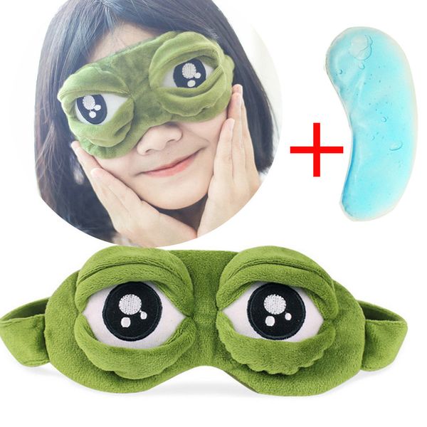 

cute eyes mask cover plush the sad 3d frog eye mask cover sleeping rest travel sleep anime funny gift #z, Blue;gray