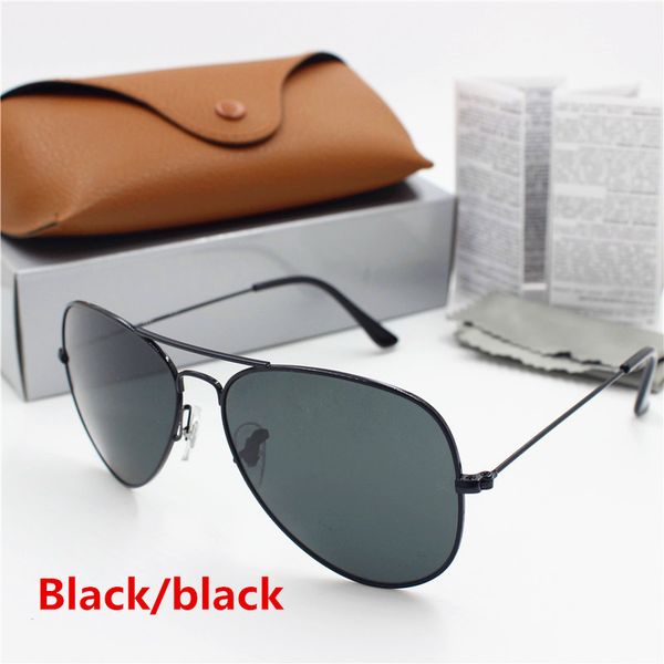 

yxvaxl 1pcs fashion brand designer men's vintage sunglasses black frame black 62mm glass lens uv400 protection brown case, White;black