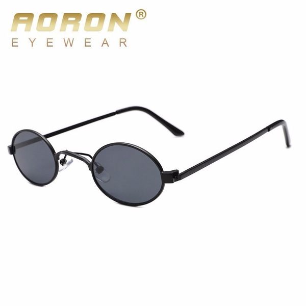 

aoron black small oval sunglasses women retro 2018 metal frame yellow red lens round vintage sun glasses for men uv400, White;black
