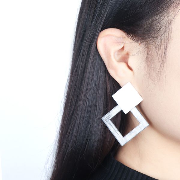 

1pair geometric rhombus shape stud earrings simple ear stud delicate vintage for women female elegant fashion jewelery gifts, Golden