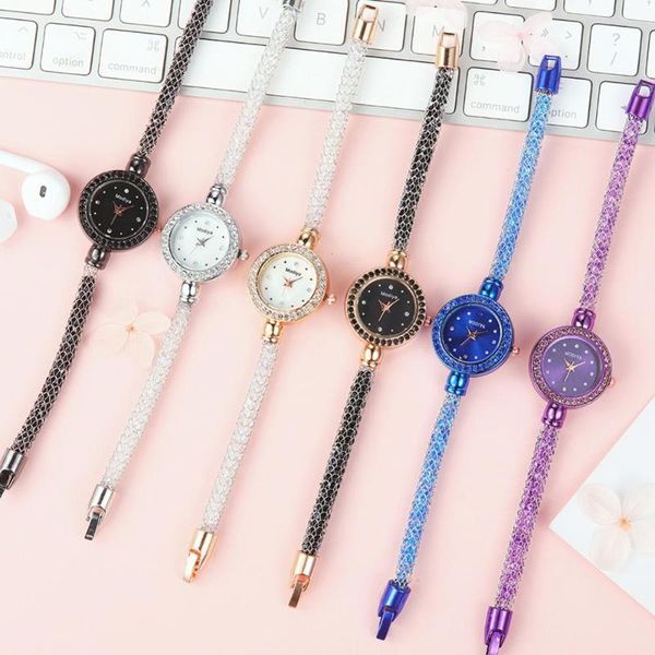 

fashion casual ladies watch diamond beaded bracelet quartz wrist watch watches stainless steel ladies wristwatch, Slivery;brown