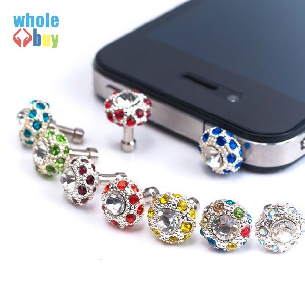 

800pcs/lot new version the bird nest shape mobile decoration dust plug 3.5mm crystal bling diamond headphone plug