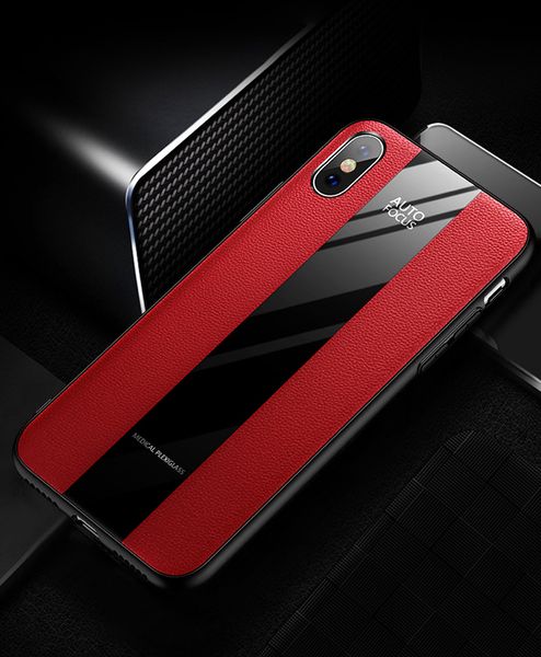 

dual colors pc pu leather case for iphone 11 pro x xr xs max 8 7 6 plus cell phone back cover black red fashion designer case