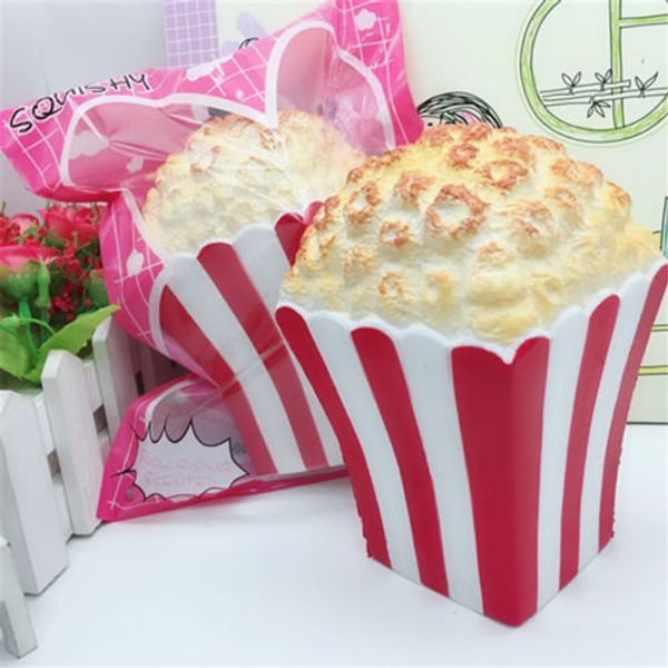

creative cute kawaii funny soft toys squishy jumbo popcorn cup slow rising cream scented strap food km