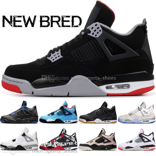 

new 2019 bred 4 4s what the cactus jack laser wings mens basketball shoes denim blue eminem pale citron men sports designer sneakers