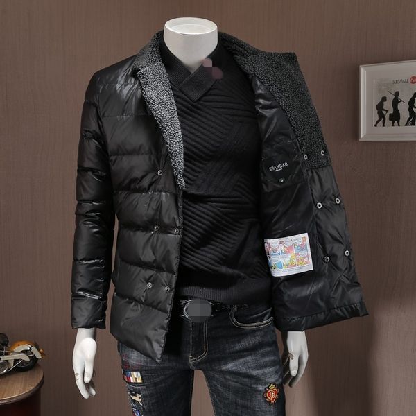 

winter business casual пальто мужчину марк кнопка белого уток вниз пиджак негабаритный 4xl streetwear черного теплого outwear мужчина, Black