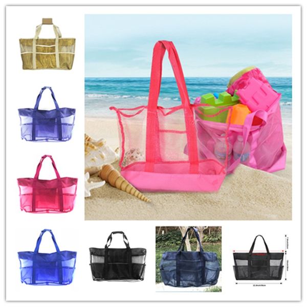 

mom baby summer beach bags mesh shoulder bags outdoor travel handbags kids toys tool storage organizer pouch mum shopping bag sale e22809, Black