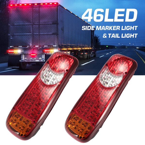 

46 led 12v car side front tail markers light cars assembly decoration lights for truck trailer atv bus boat white red orange d45