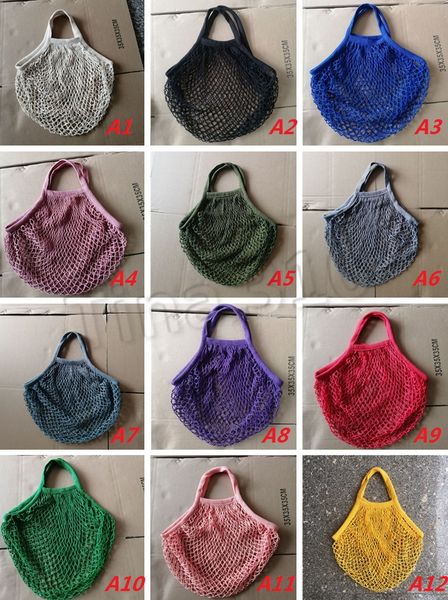 

new reusable string shopping fruit vegetables grocery bag shopper tote mesh net woven cotton shoulder bag hand totes home storage bag 5173