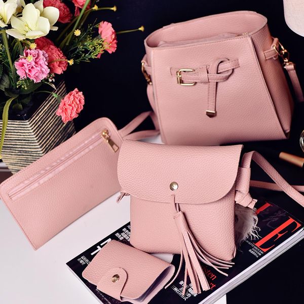 

*leather wallet women 4 set fashion ladies bag leather shoulder bag women four pieces tote crossbody wallet /0.7
