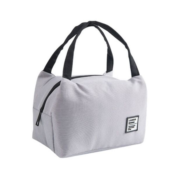 

portable thermal lunch bag canvas solid insulated cooler bags picnic lunch bags, Blue;pink