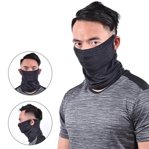 

summer cool ice silk cycling face mask windproof multifunction face protection magic scarf headgear cap thermal bicycle mask, Black