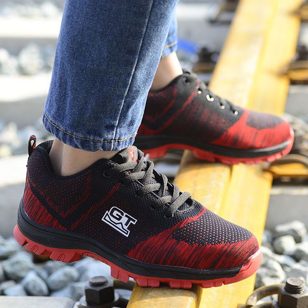 

2019 sneakers summer couple anti puncture work shoes breathable wear fashion safety work shoes dropshipping zapatos de hombre, Black