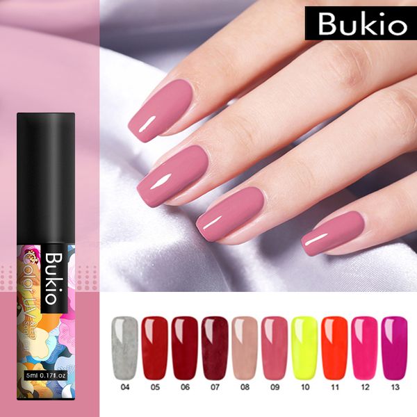 

bukio 5ml pale mauve series color nail gel permanent vernis polish soak off uv gel varnish one-scolor nail art design, Red;pink