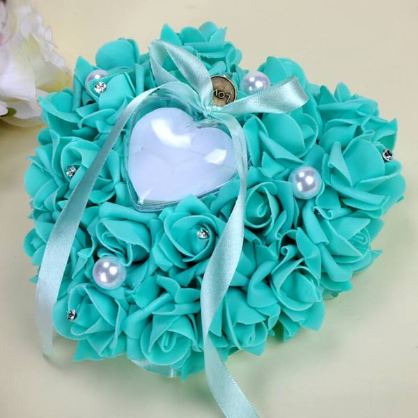 

wedding heart-shape flowers for wedding ring box pillow valentine's day gift ring pillow cushion bridal ceremony decor