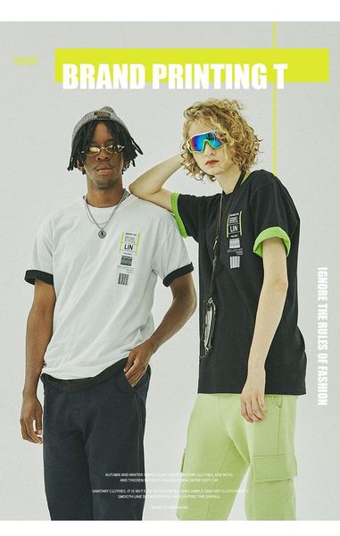 

2020 мужские конструктор футболки письмо печати футболка мужская новый стиль спорт хип-хоп для мужчин с коротким рукавом футболки s-xxl, White;black