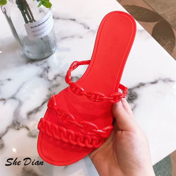 

2020 classic jelly shoes femalerivet flip flops soft beach outdoor slides causal women slipper shoes summer women sandals, Black