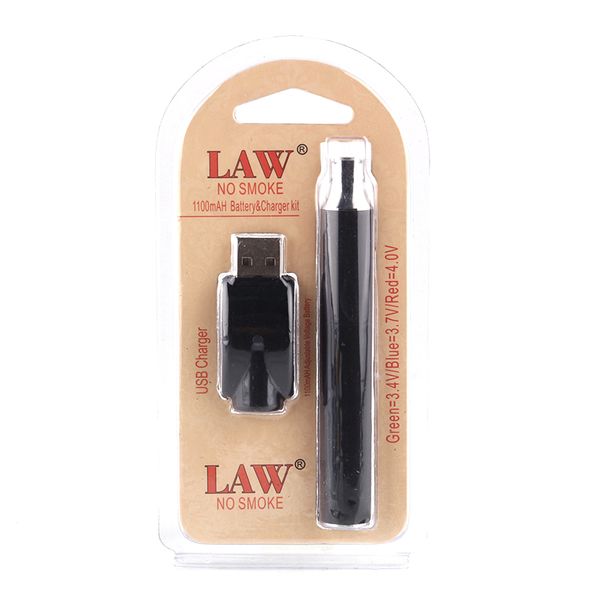 

law 1100mah cigarette battery preheat battery 350mah 650mah charger e vv vape kit kits 510 ce3 fit thread pen starter 510 blister pack tpmd