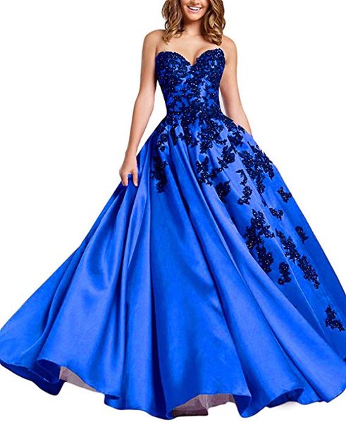 

white blue lilac red purple green lace applique beaded sweetheart formal prom dresses evening dress sweet 16 ball gown, Black