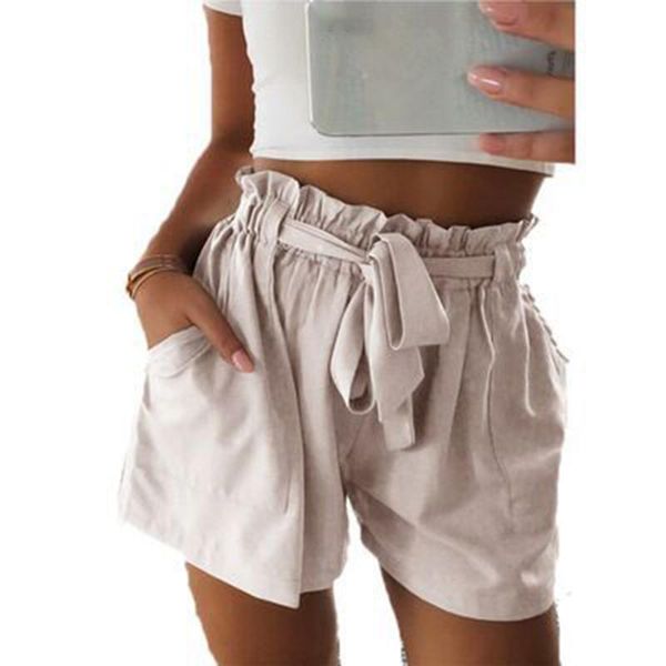 

women shorts summer drawstring splice casual clothes elastic waist pocketed loose shorts solid color breathable beach holiday, White;black
