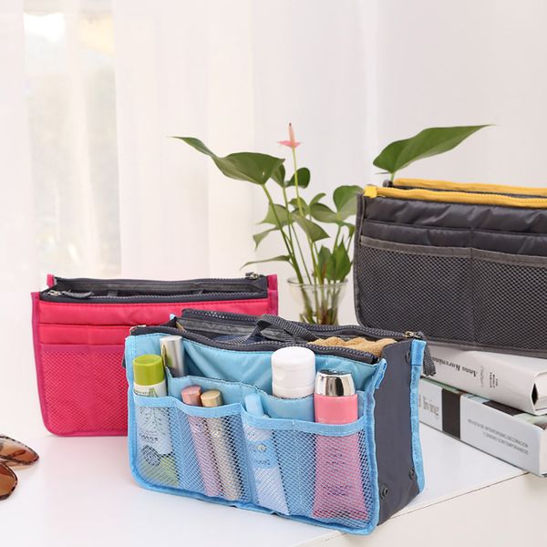 

zipper cosmetic storage bag insert handbag toiletries organizer outdoor travel women makeup container bag organizador armario