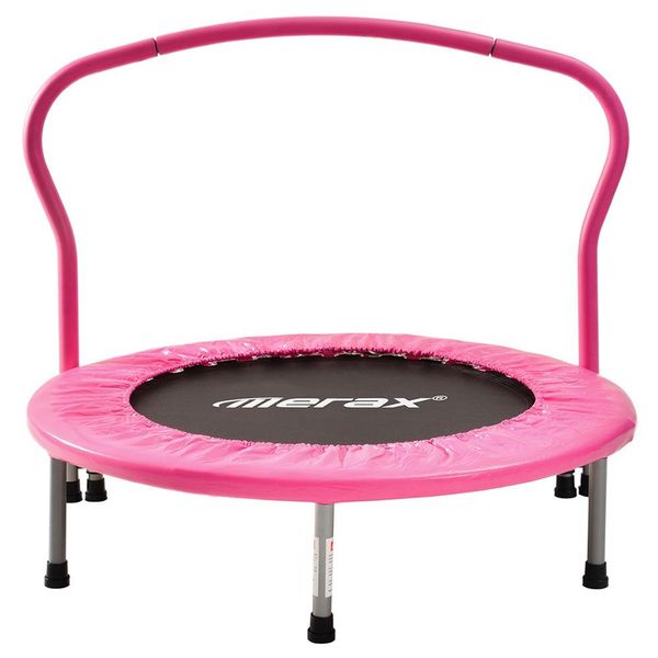

merax children mini folding trampoline indoor fitness training equipment - pink
