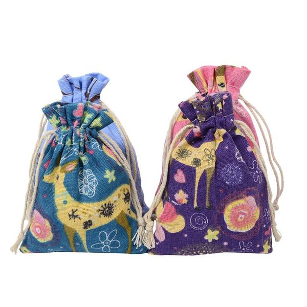 

2pcs drawstring christmas gift bags lovely elk candy bag drawstring bags travel pouch storage jewelry pouch gift