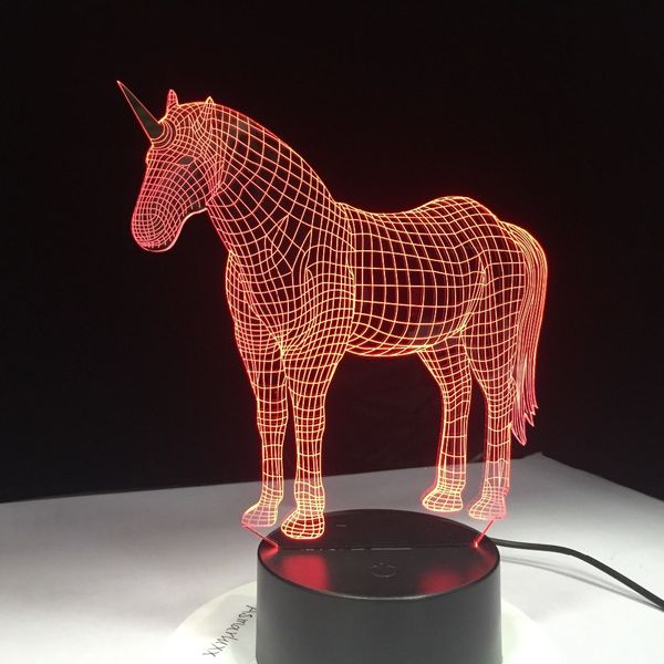 

unicorn 3d led night light with 7 colors light for home decoration lamp amazing visualization optical illusion awesome hologram